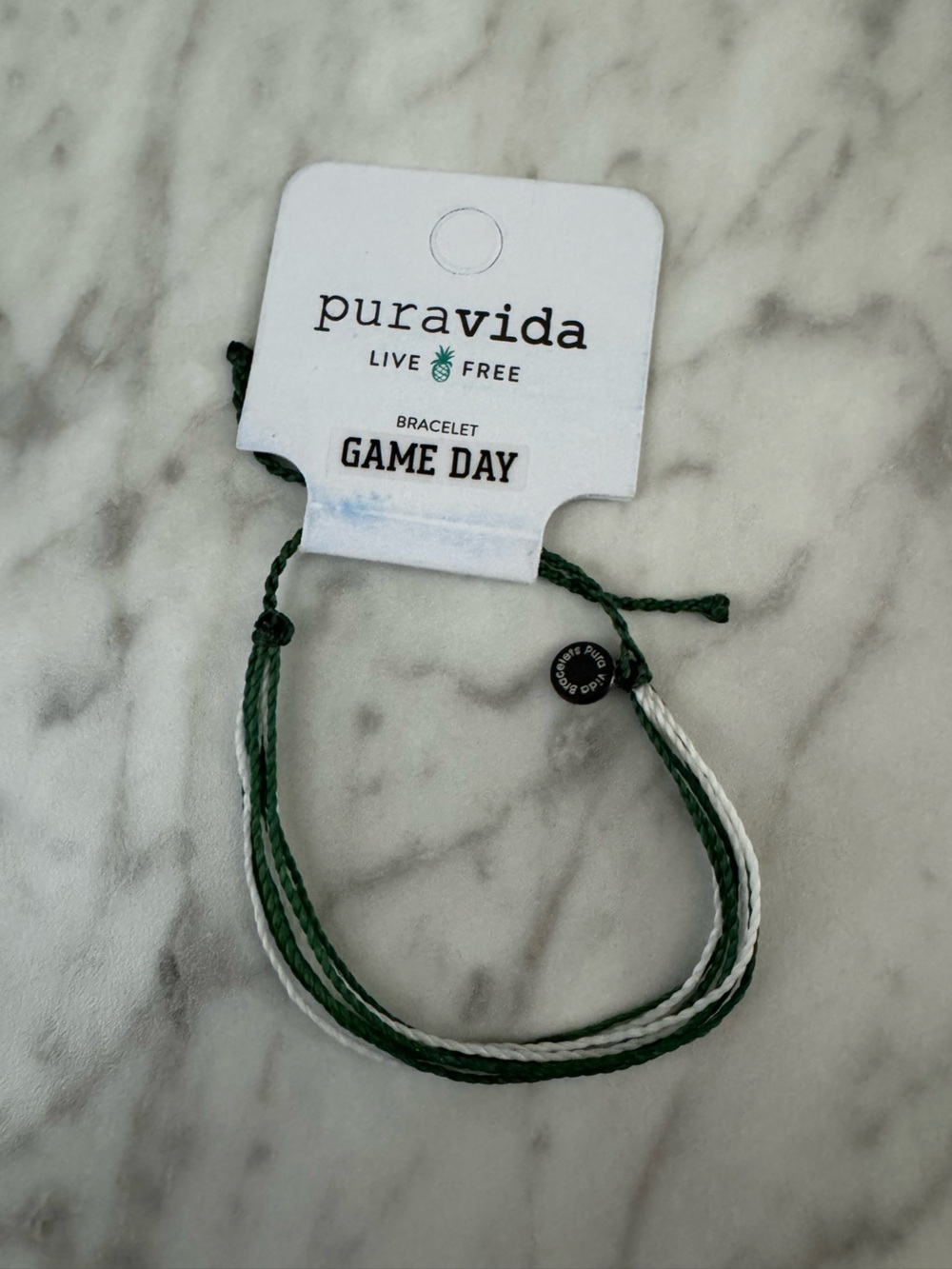 Pura Vida Green & White Woven Game Day Bracelet